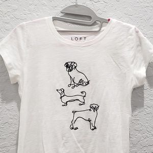 *NWT* White embroidered LOFT dog shirt